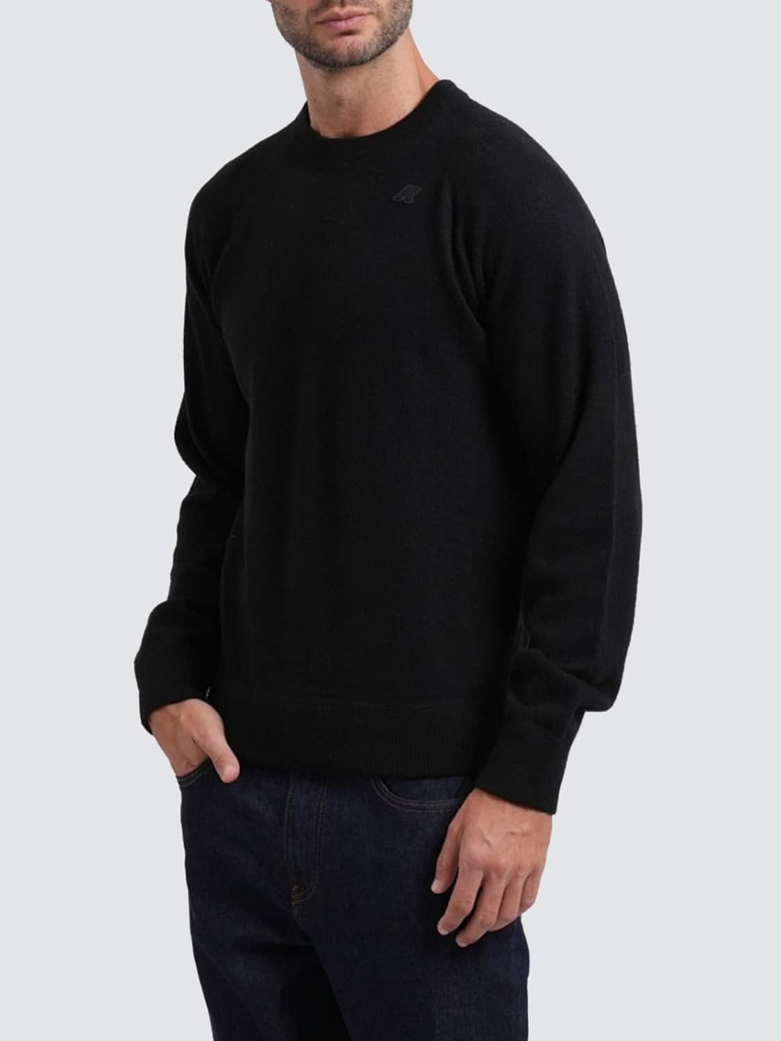 K-WAY Wool Long-Sleeved Crewneck Jumper with Ribbed Trims