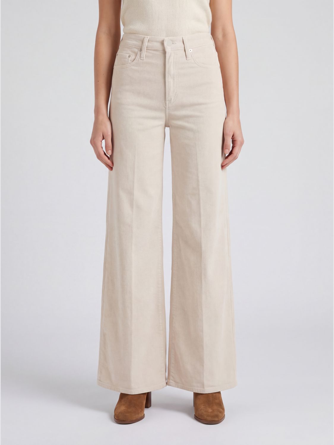 Mother The Bookie Sneak High-Waisted Bootcut Jeans in Cotton Denim