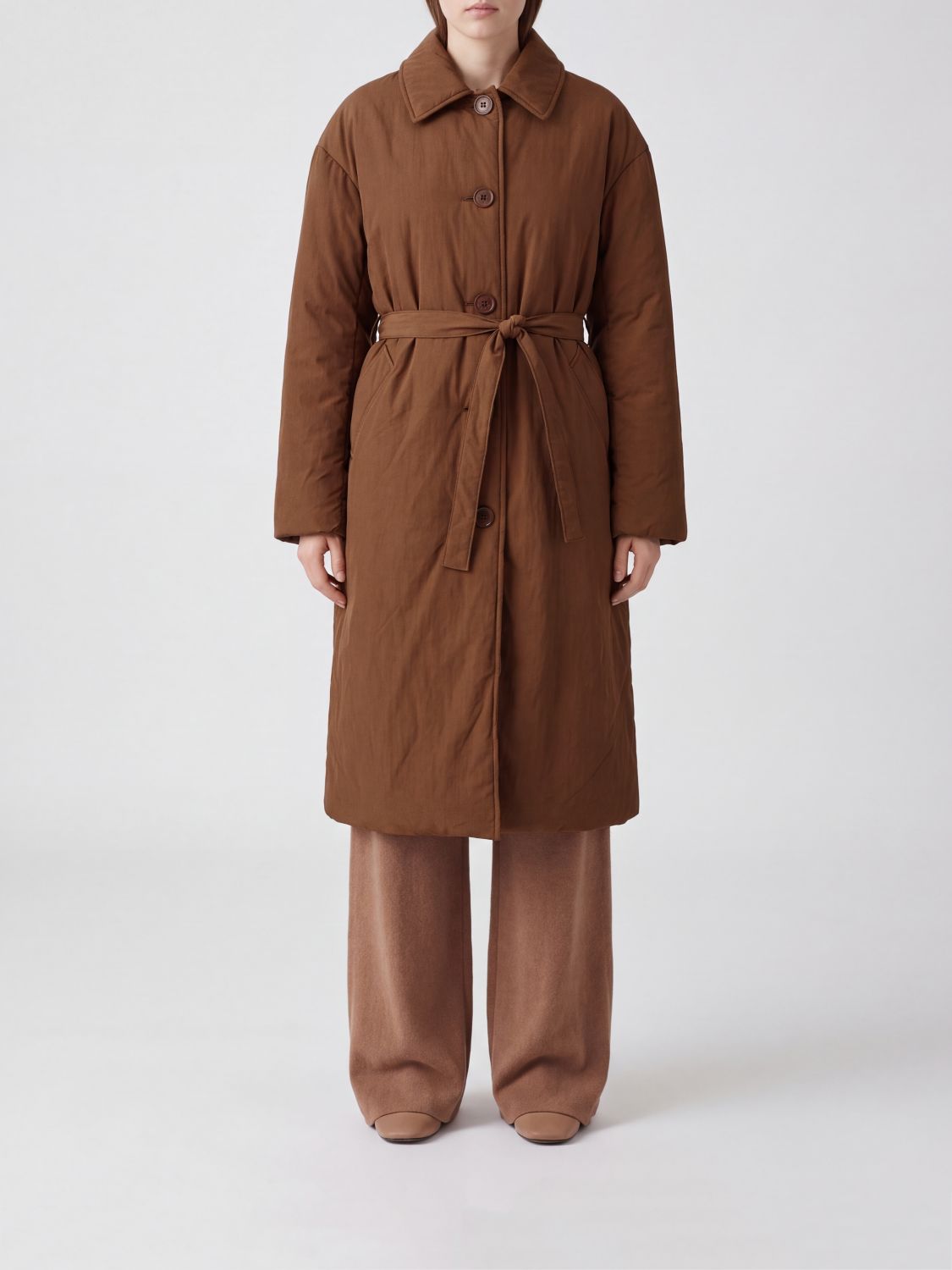 IENKI IENKI Long Waterproof Nylon Trench Coat with Belt IENKI IENKI Long Waterproof Nylon Trench Coat with Belt