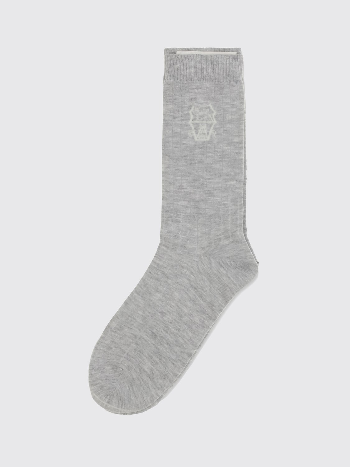 BRUNELLO CUCINELLI Ribbed Cotton Socks with Jacquard Logo