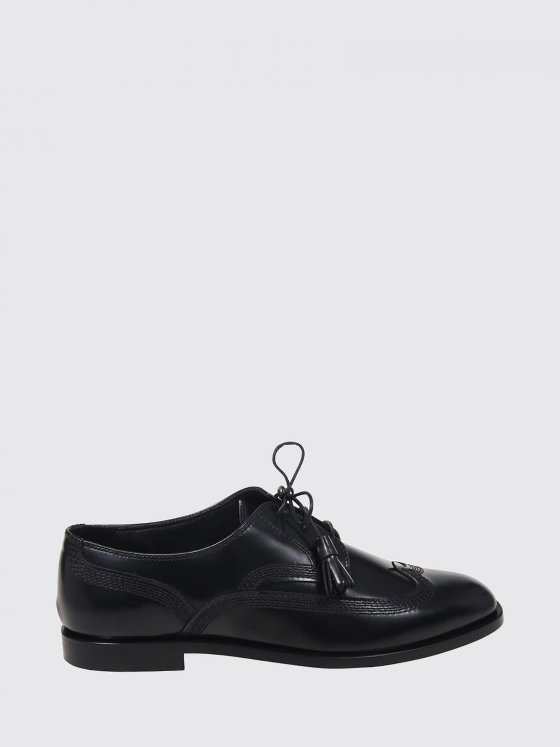 FERRAGAMO Smooth Calfskin Leather Derby Shoes with Tassels and Round Toe