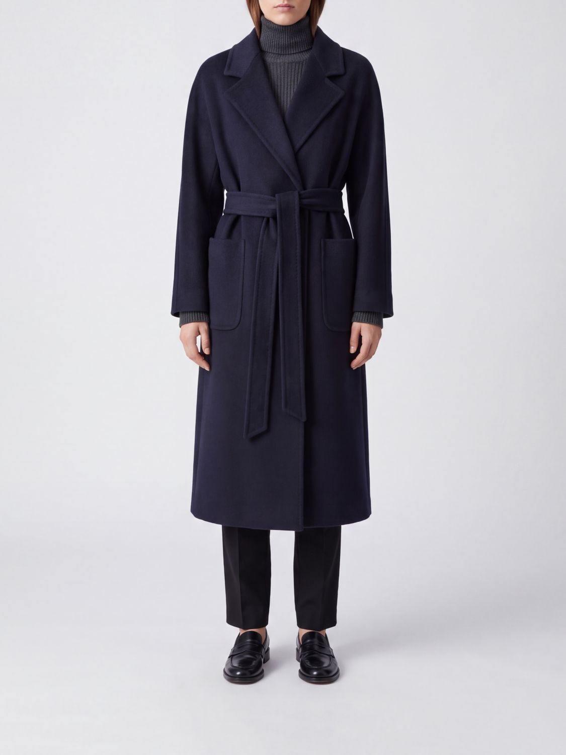 TAGLIATORE Long Pure Cashmere Robe Coat with Belt TAGLIATORE Long Pure Cashmere Robe Coat with Belt