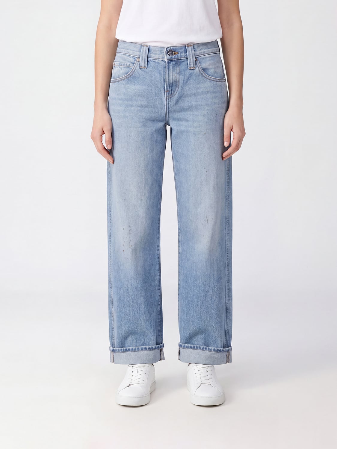 KHAITE Karo Wide-Leg Jeans in Cotton Denim with Mid-Rise Waist