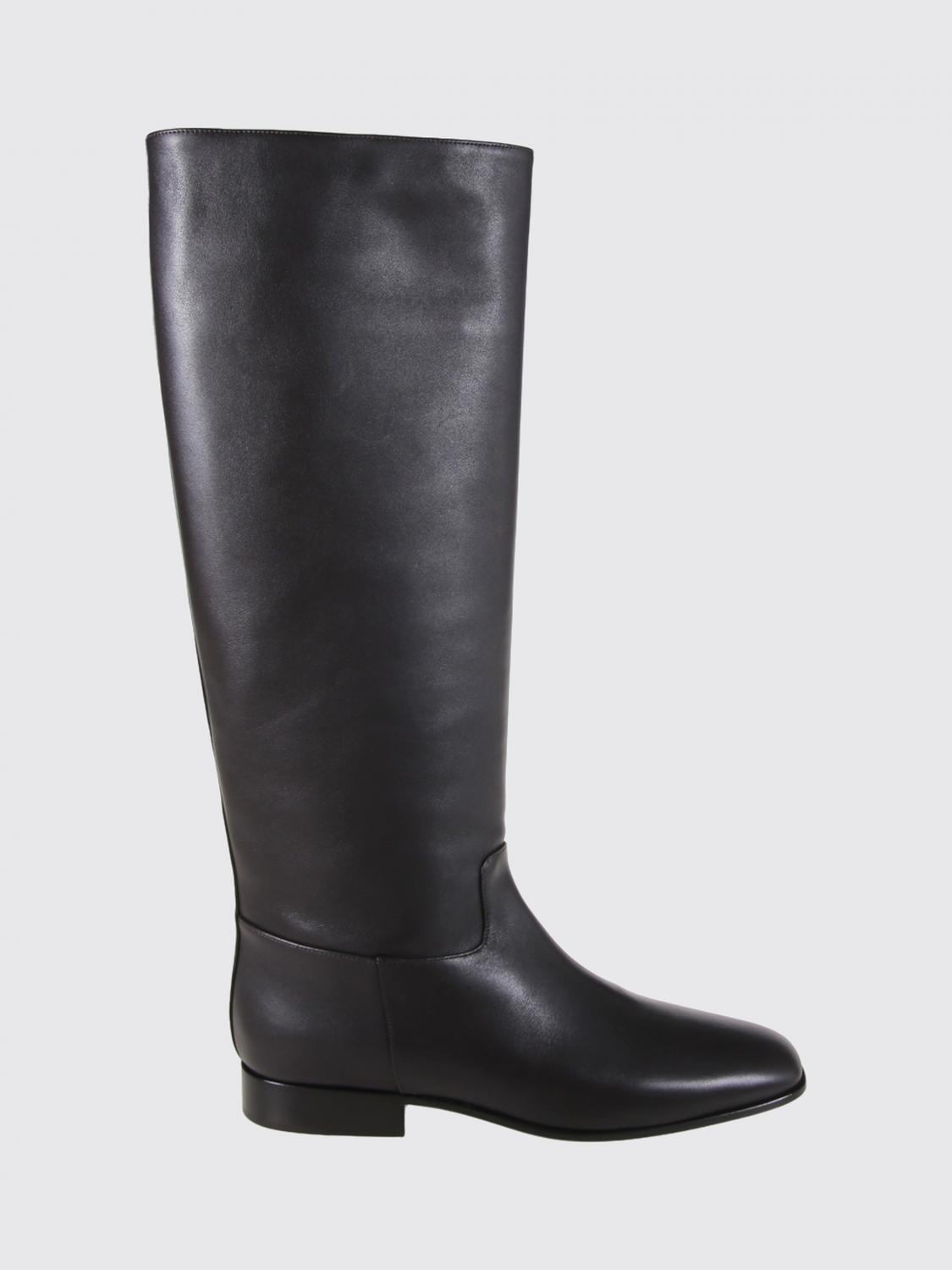 Herbert Levine Square-Toe Calfskin Leather Knee-High Boots