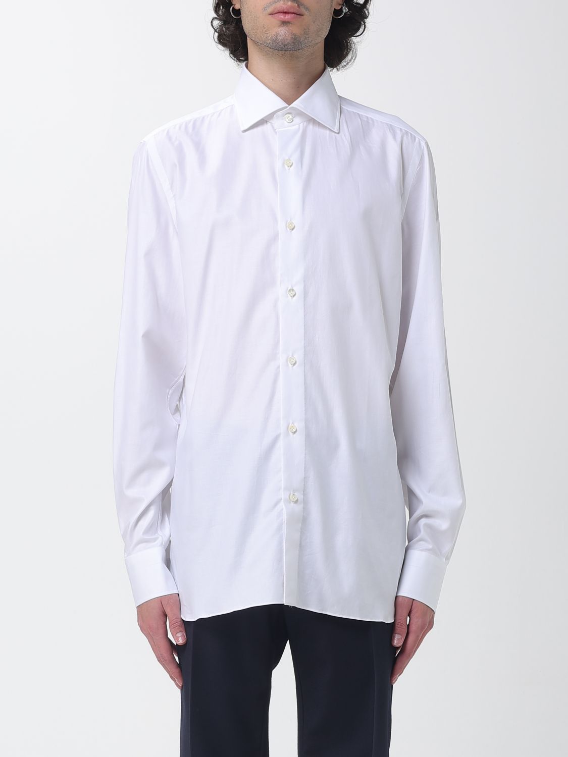 Luigi Borrelli Luciano Long-Sleeve Cotton Poplin Shirt with French Collar