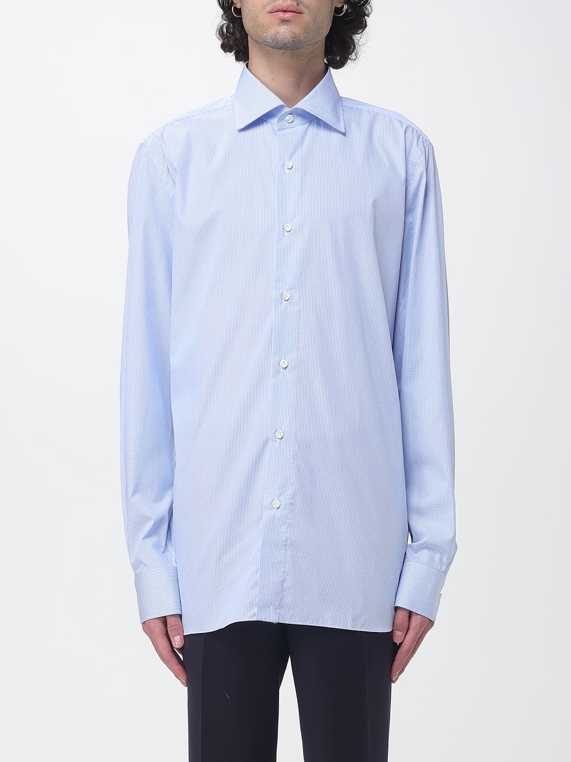 LUIGI BORRELLI Shirt Men color Gnawed Blue