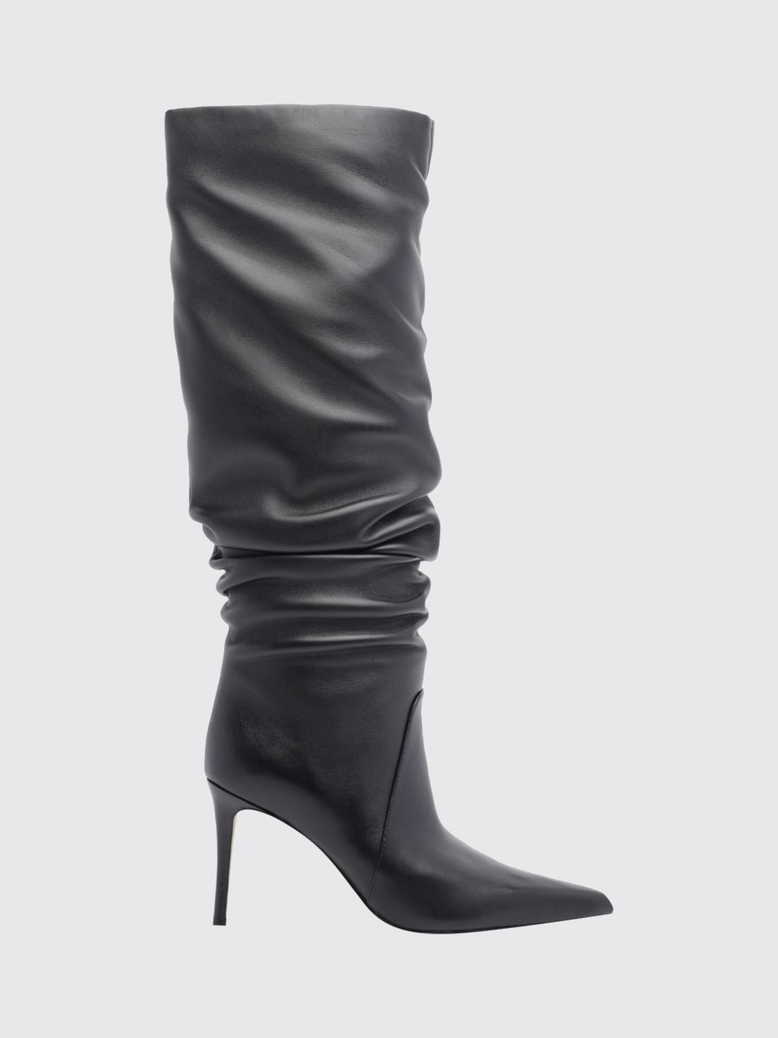 Michael Kors Dawn Draped Leather Knee-High Boots with Stiletto Heel