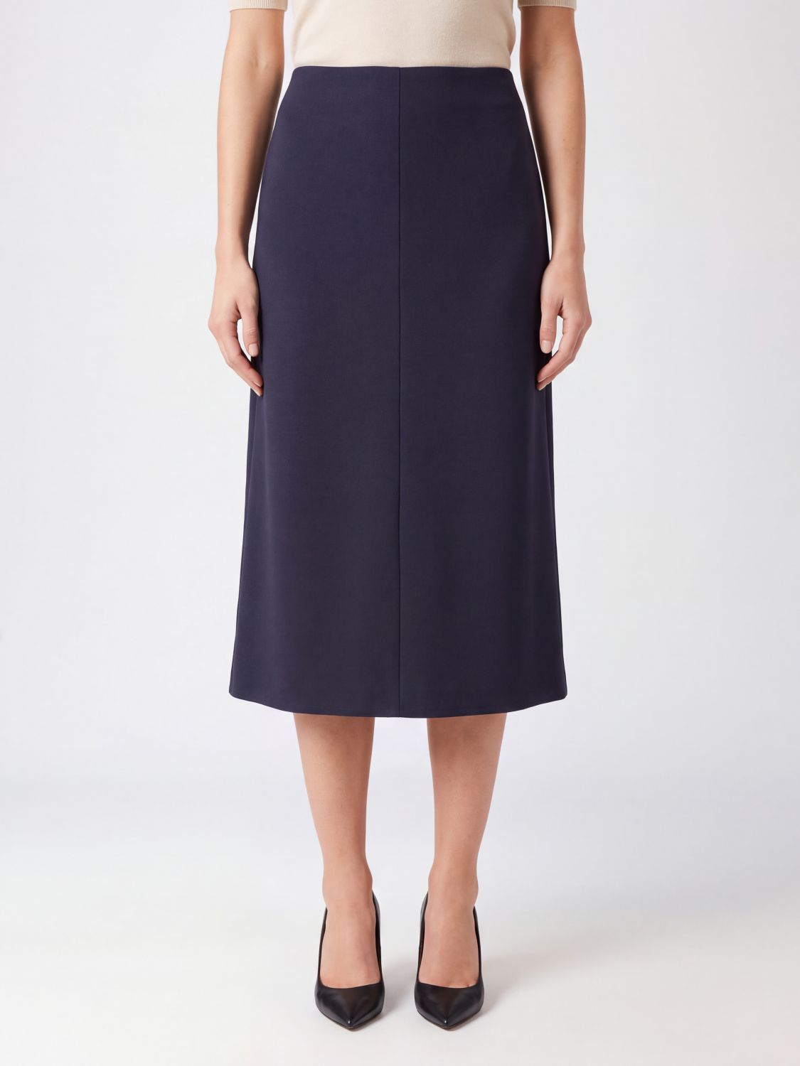 N° 21 High-Waisted Crêpe Midi Pencil Skirt with Slim Fit