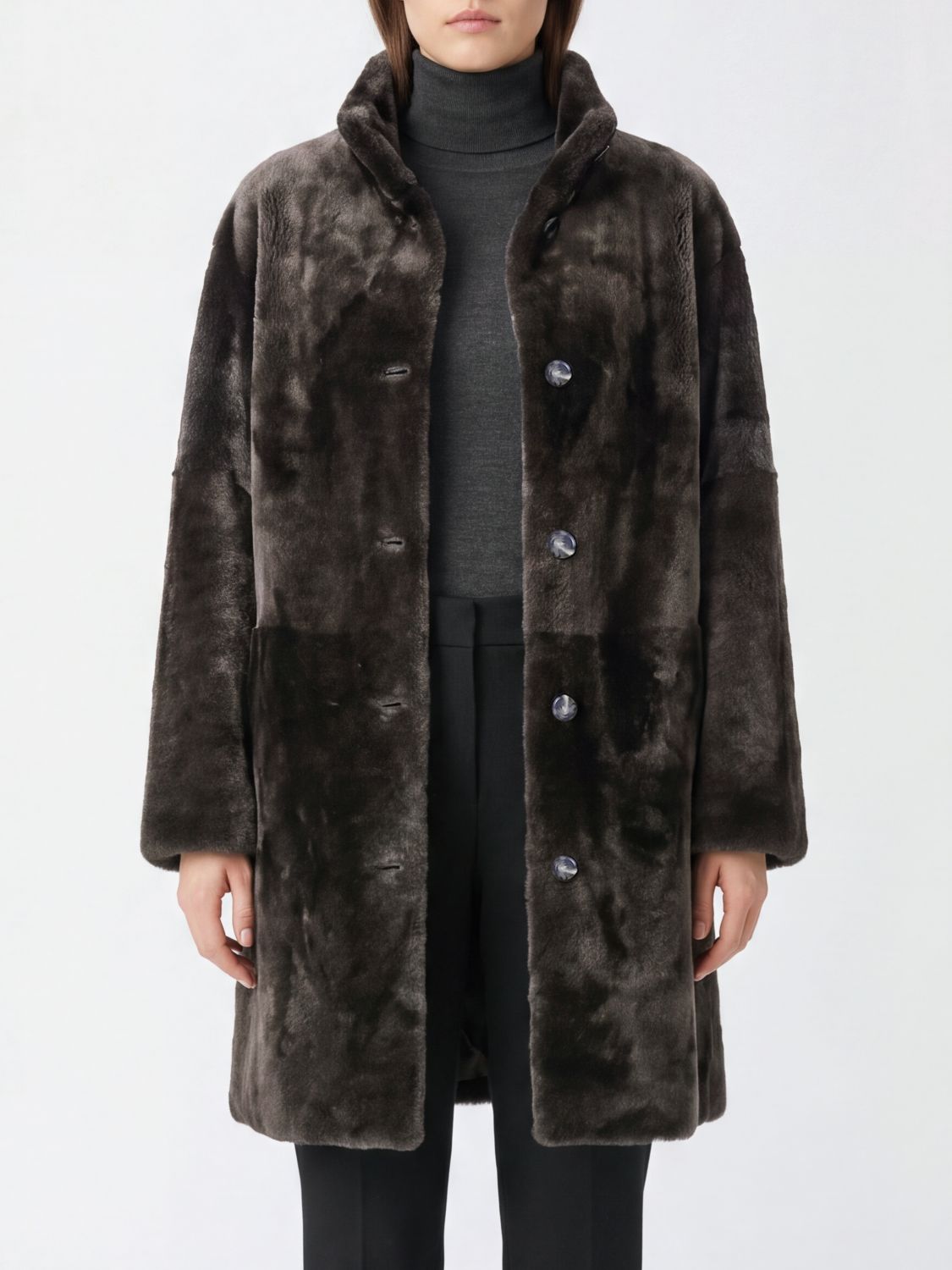 Yves Salomon Fur Coat in Black