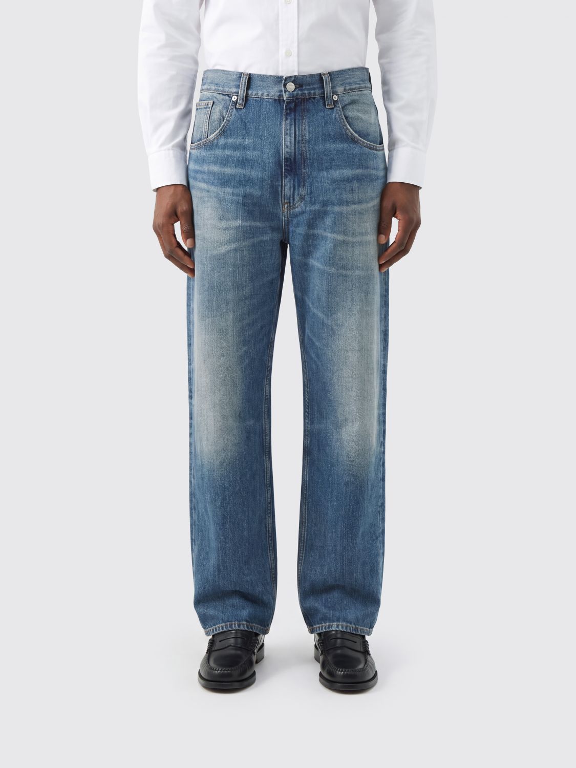 SUNFLOWER Jeans straight in denim di cotone a vita media con cinque tasche