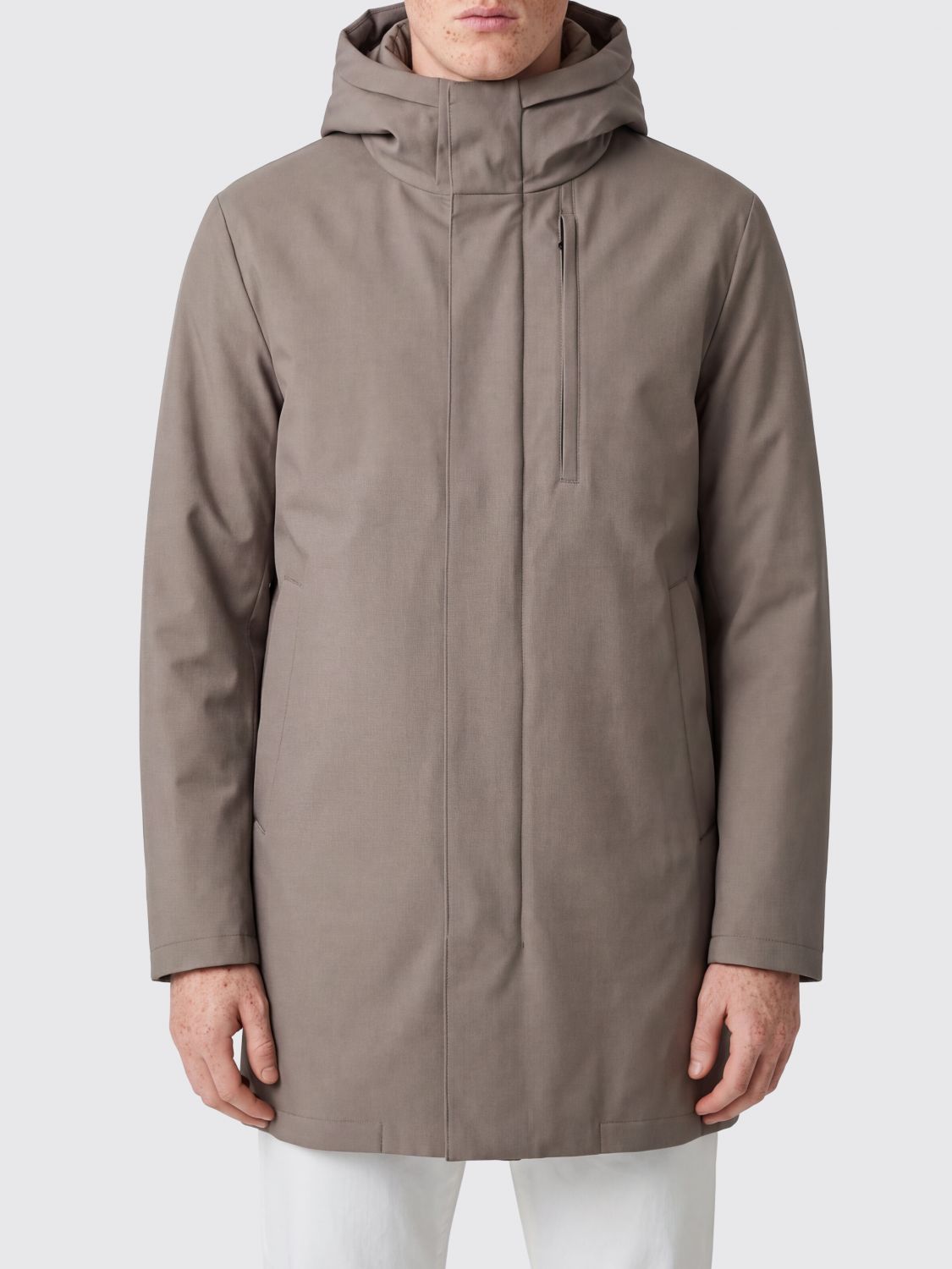 DUNO Knee-Length Viscose Blend Parka with Padded Hood
