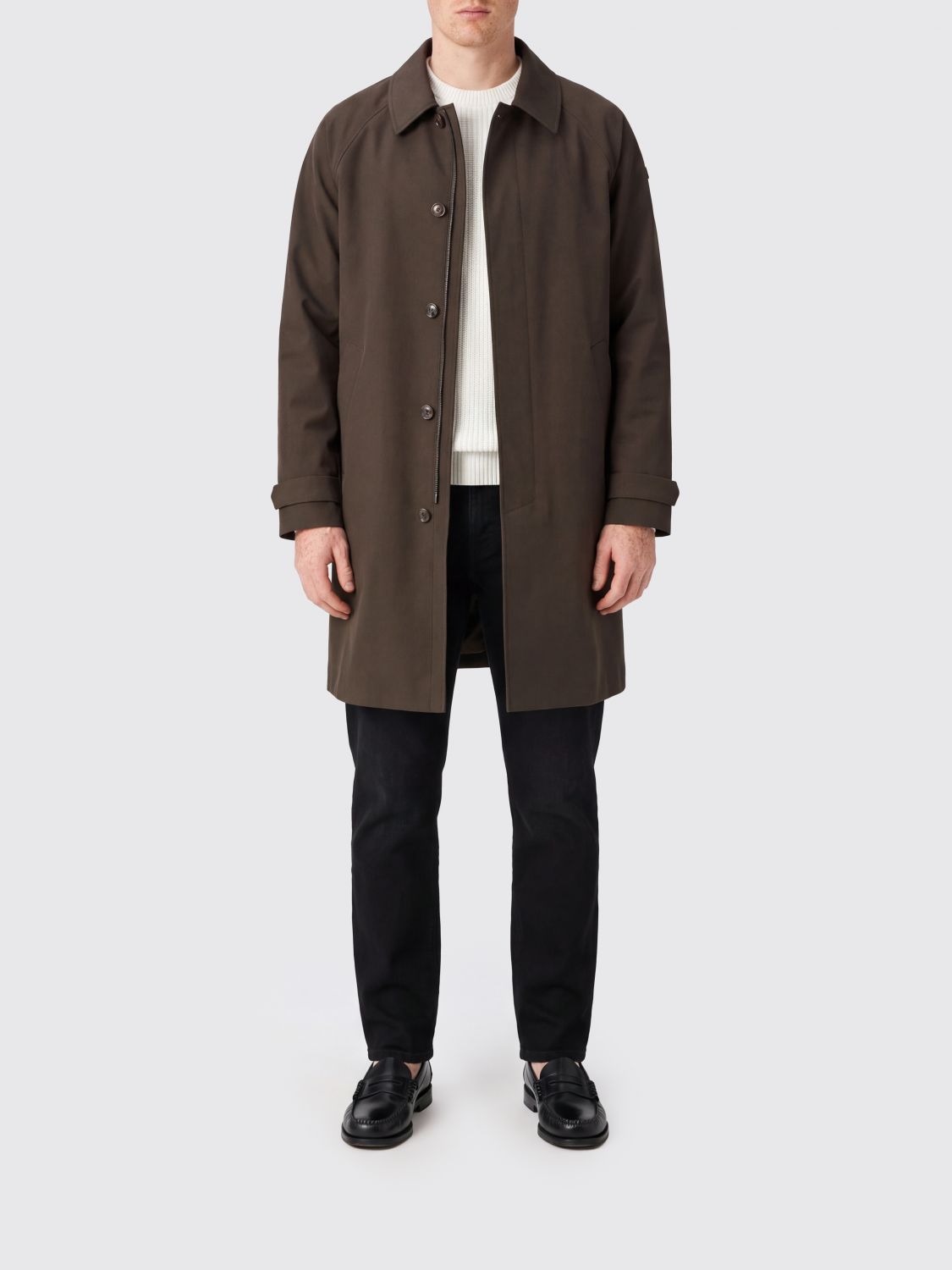 DUNO Knee-Length Polyester Trench Coat with Belted Cuffs
