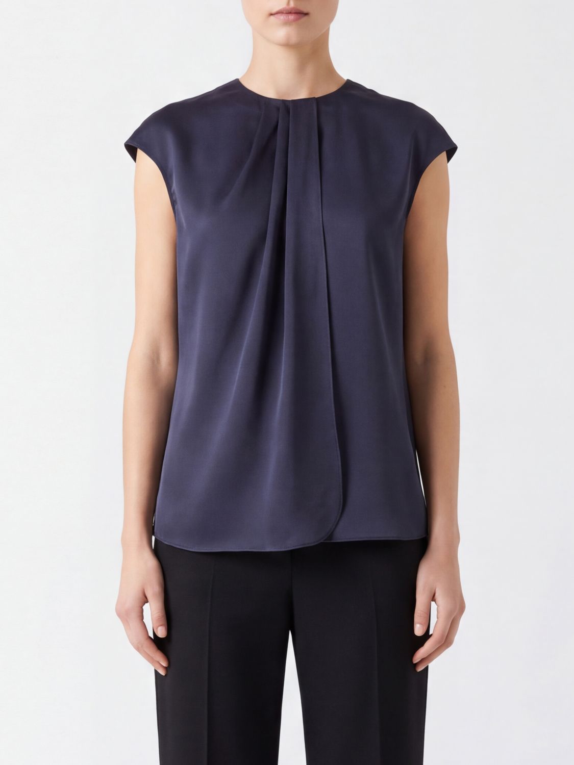 EMPORIO ARMANI Top a maniche corte in raso con scollo rotondo