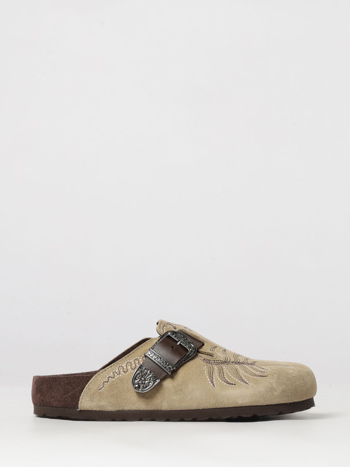 Birkenstock By Etro Birkenstock x Etro 1774 Boston Suede Mules with Ethnic Embroidery