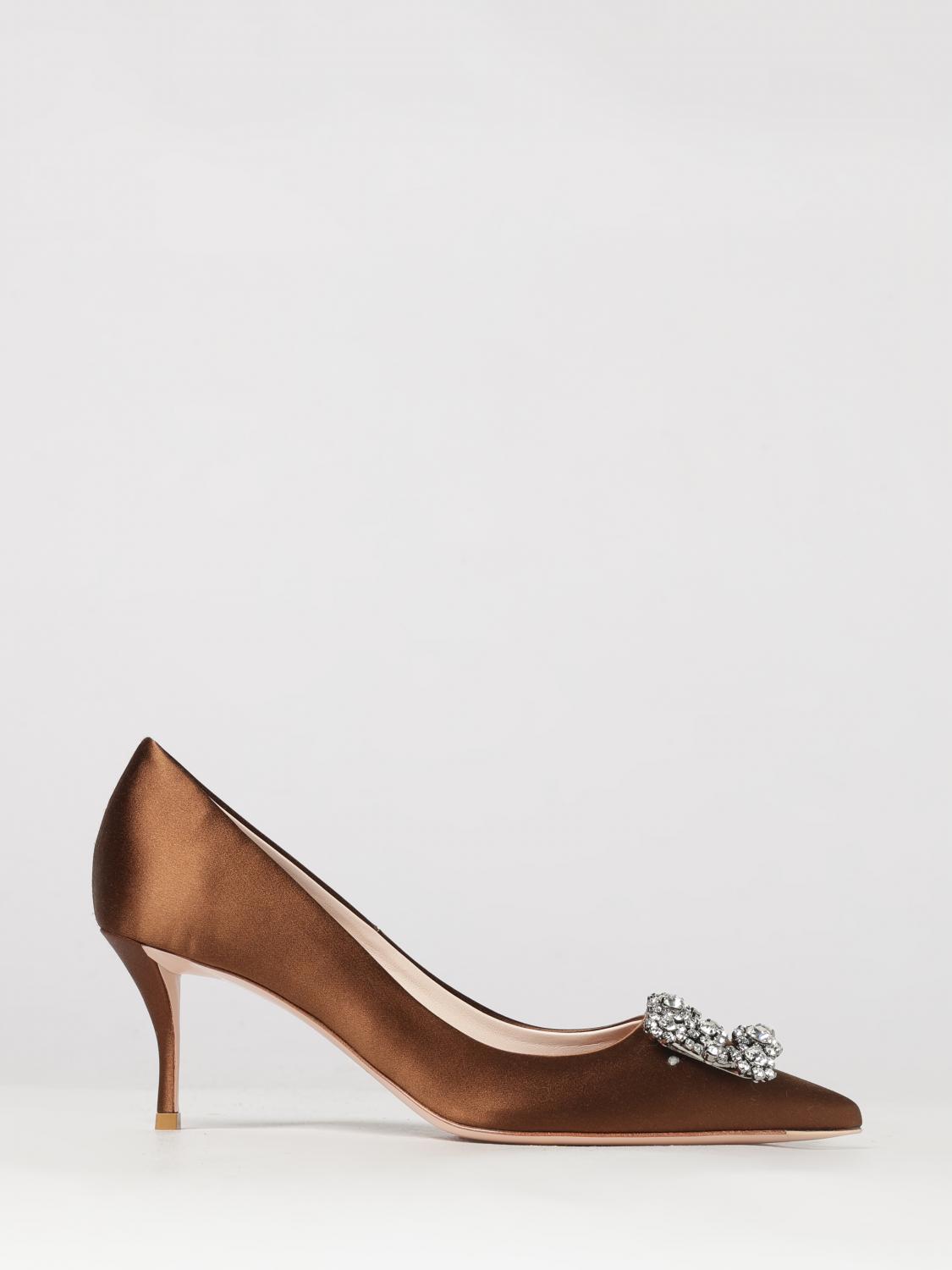 Roger Vivier Efflorescence Satin Court Shoes with Jewel Buckle and Mid Heel