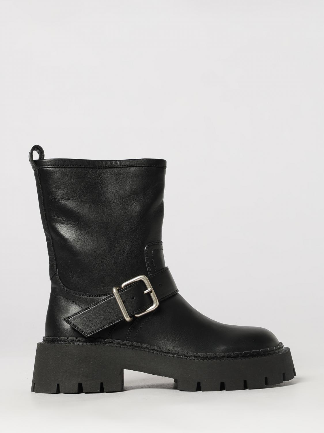 Vic Matié Calfskin Biker Boots with Straps and Lug Sole