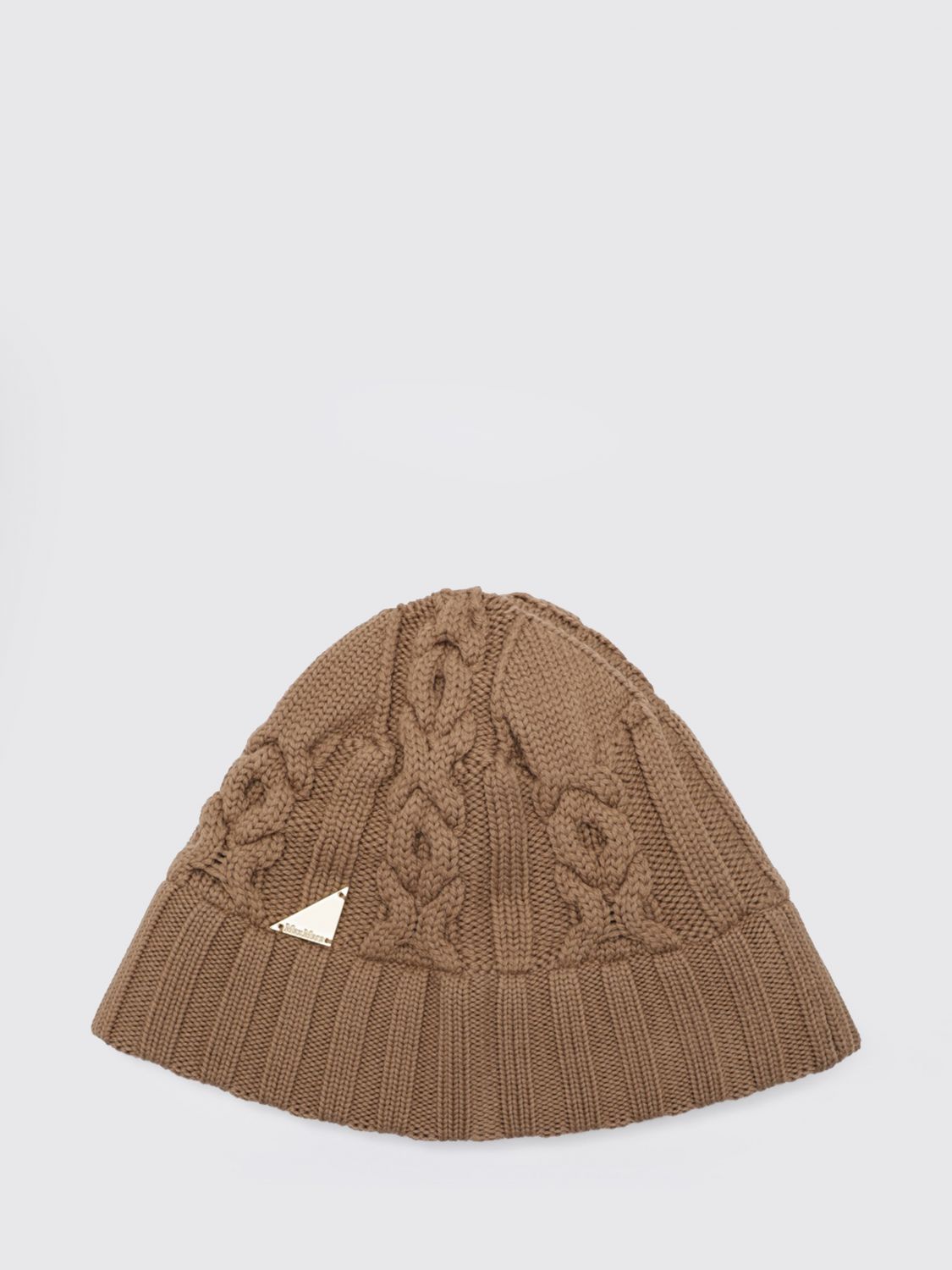 Max Mara Ribbed Wool Beanie with Metallic Logo Appliqué