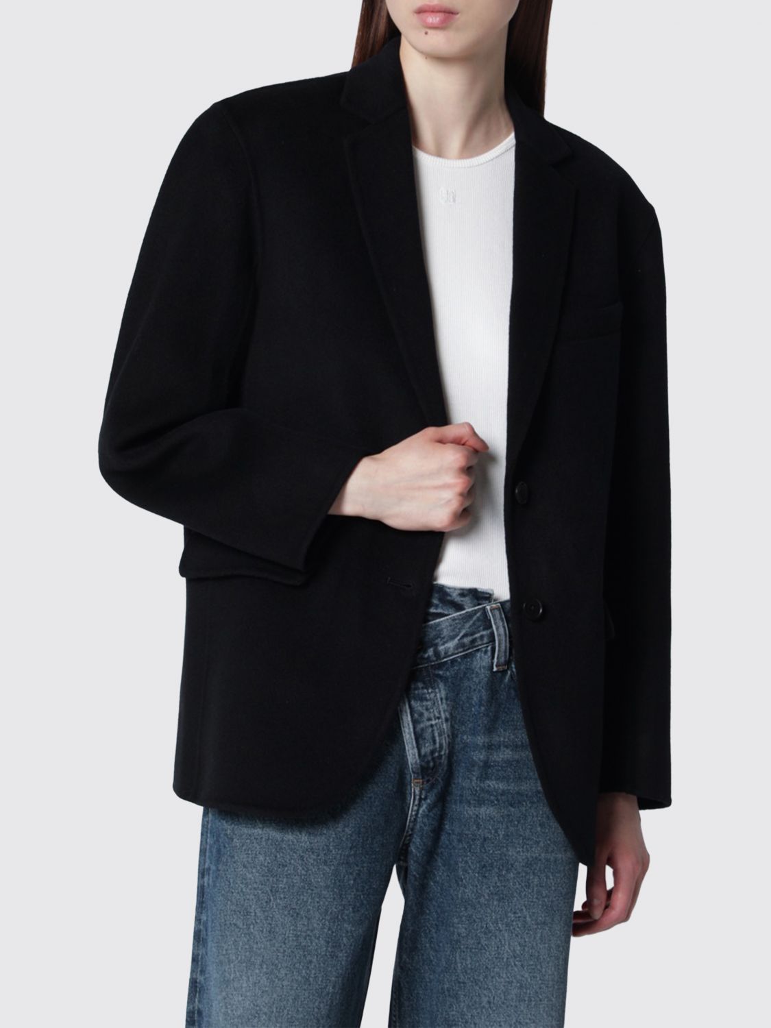 Anine Bing Single-Breasted Wool and Cashmere Blazer with Shawl Collar and Relaxed Fit