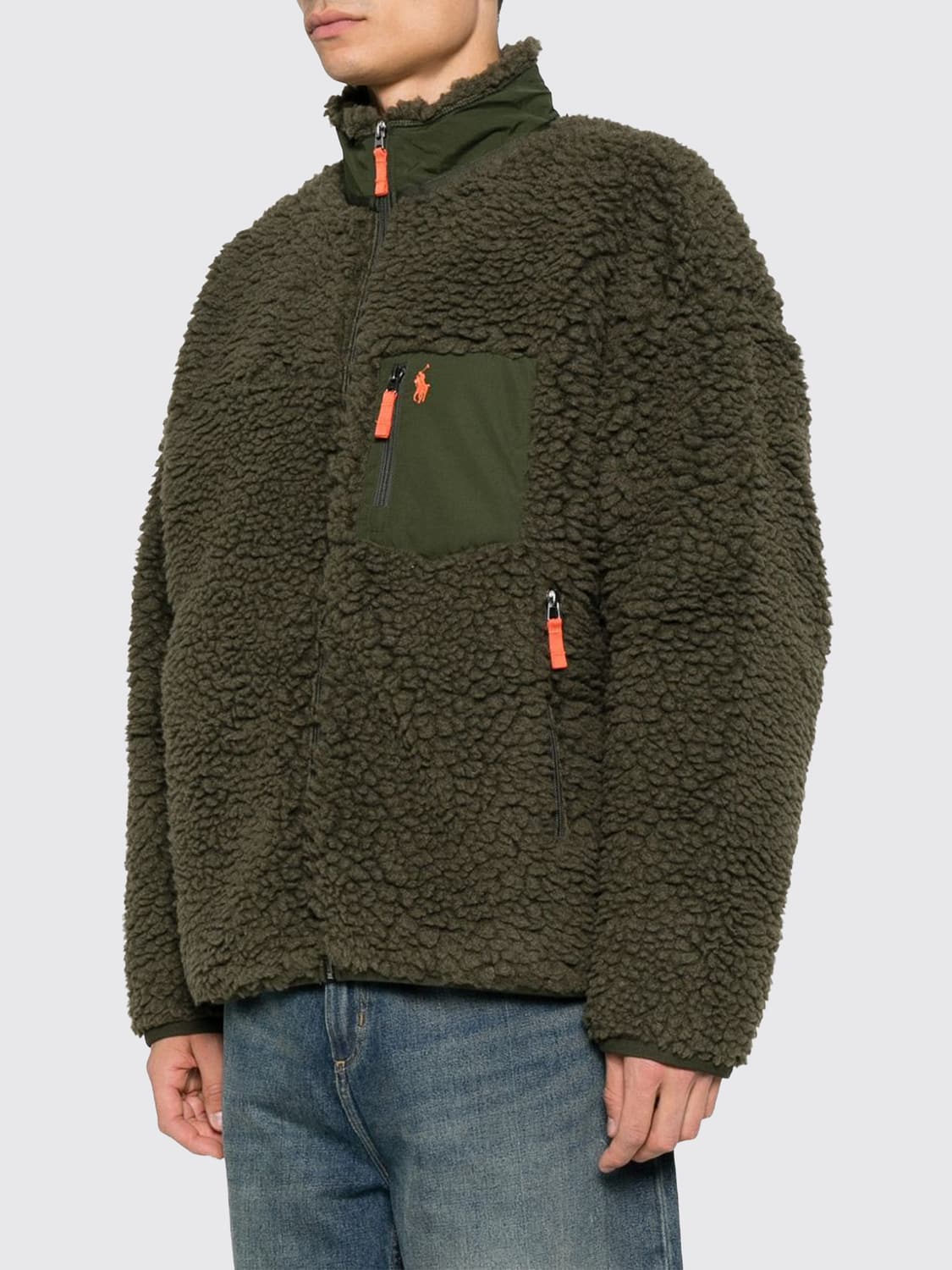 Polo Ralph Lauren High Neck Fleece Jacket with Zip Closure and Pockets