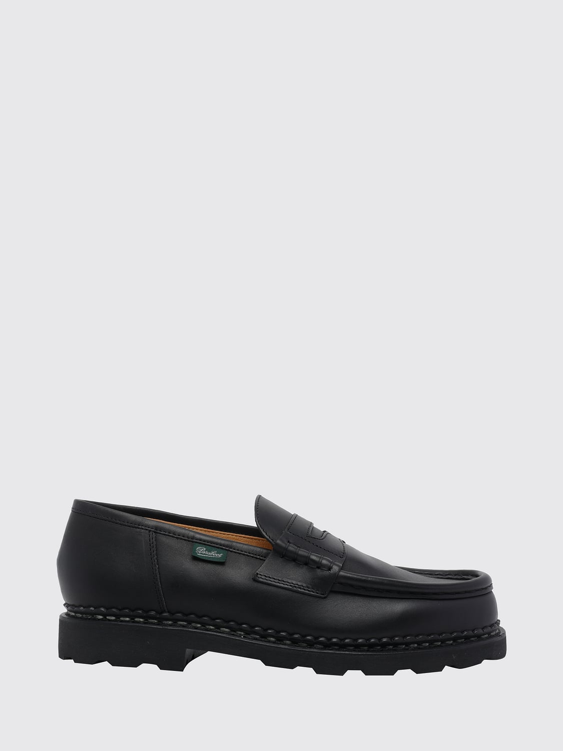 Paraboot Smooth Calfskin Penny Loafers with Lug Sole