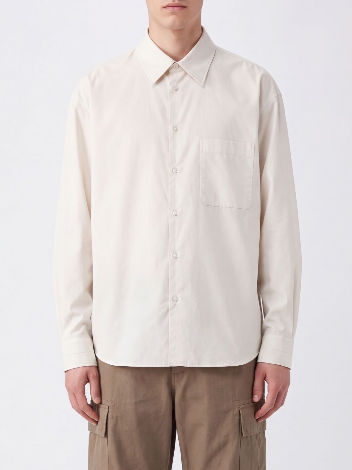 LEMAIRE Relaxed Fit Cotton and Silk Shirt with French Collar