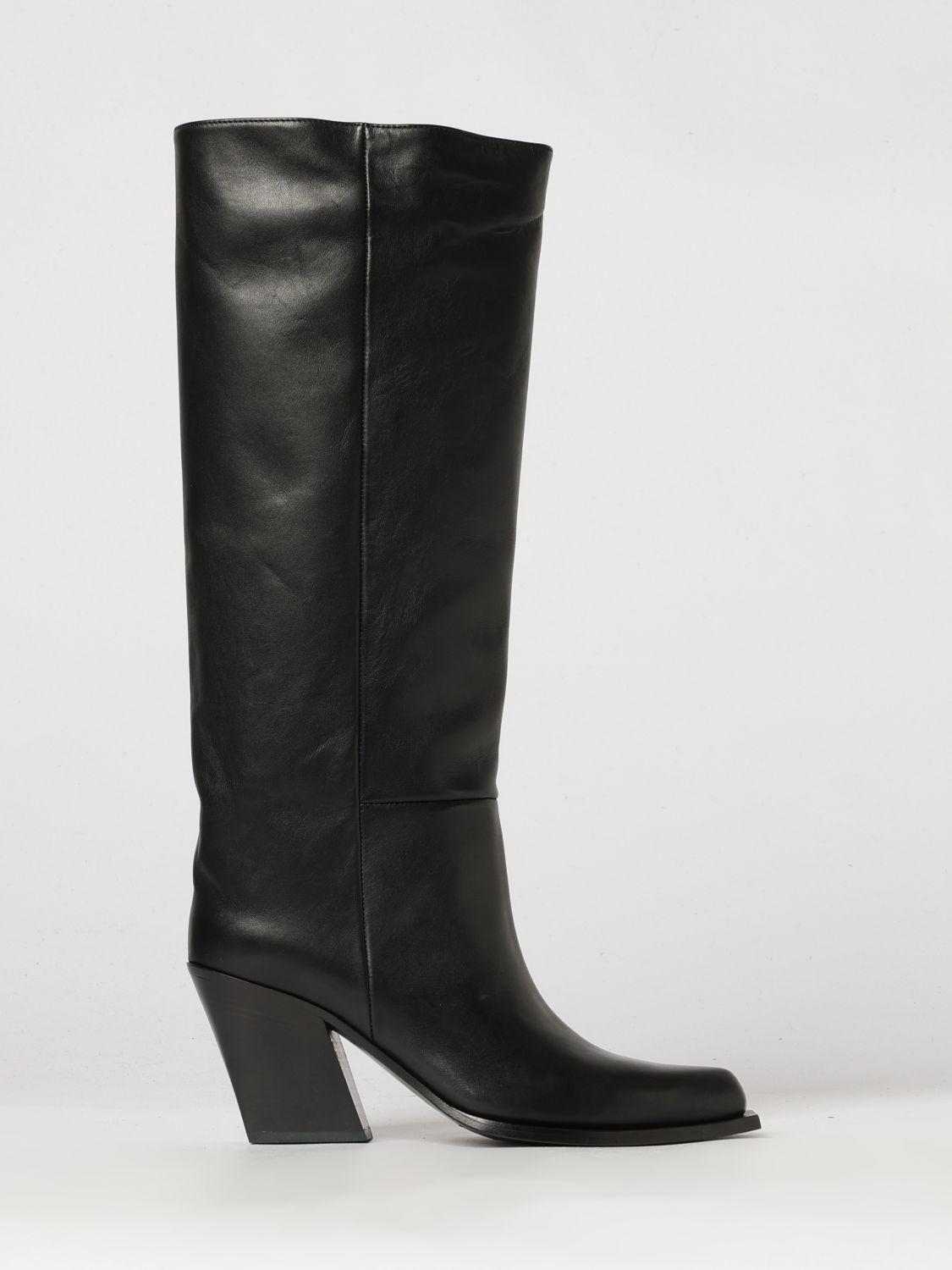 Vic Matié Tapered-Toe Smooth Leather Knee-High Boots with a Flared High Heel
