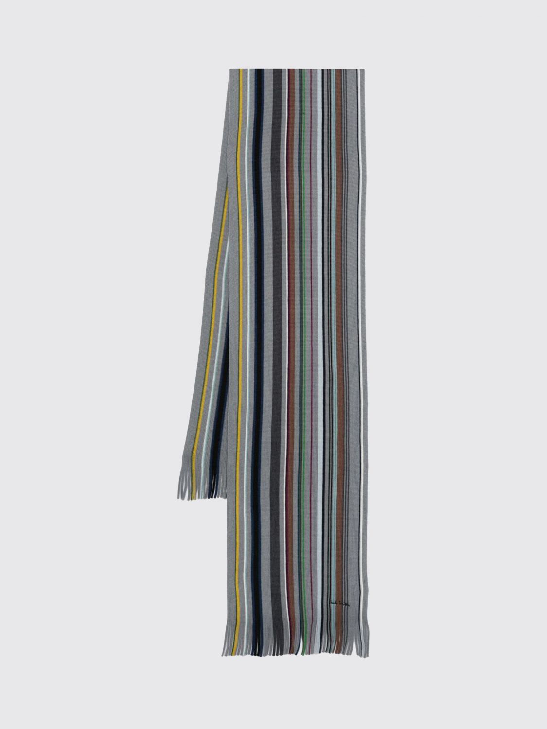 PAUL SMITH Sciarpa in lana a righe multicolor con bordo sfrangiato