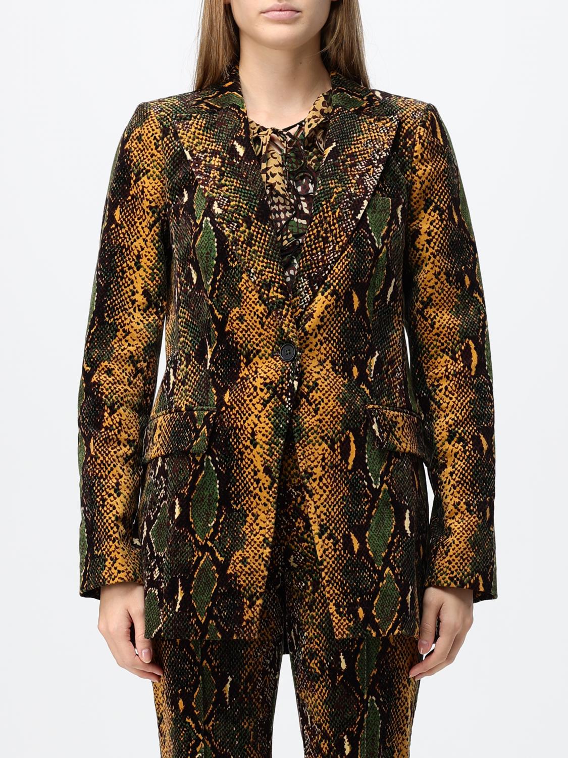 DIANE VON FURSTENBERG Python Print Single-Breasted Blazer in Cotton with Peak Lapels DIANE VON FURSTENBERG Python Print Single-Breasted Blazer in Cotton with Peak Lapels