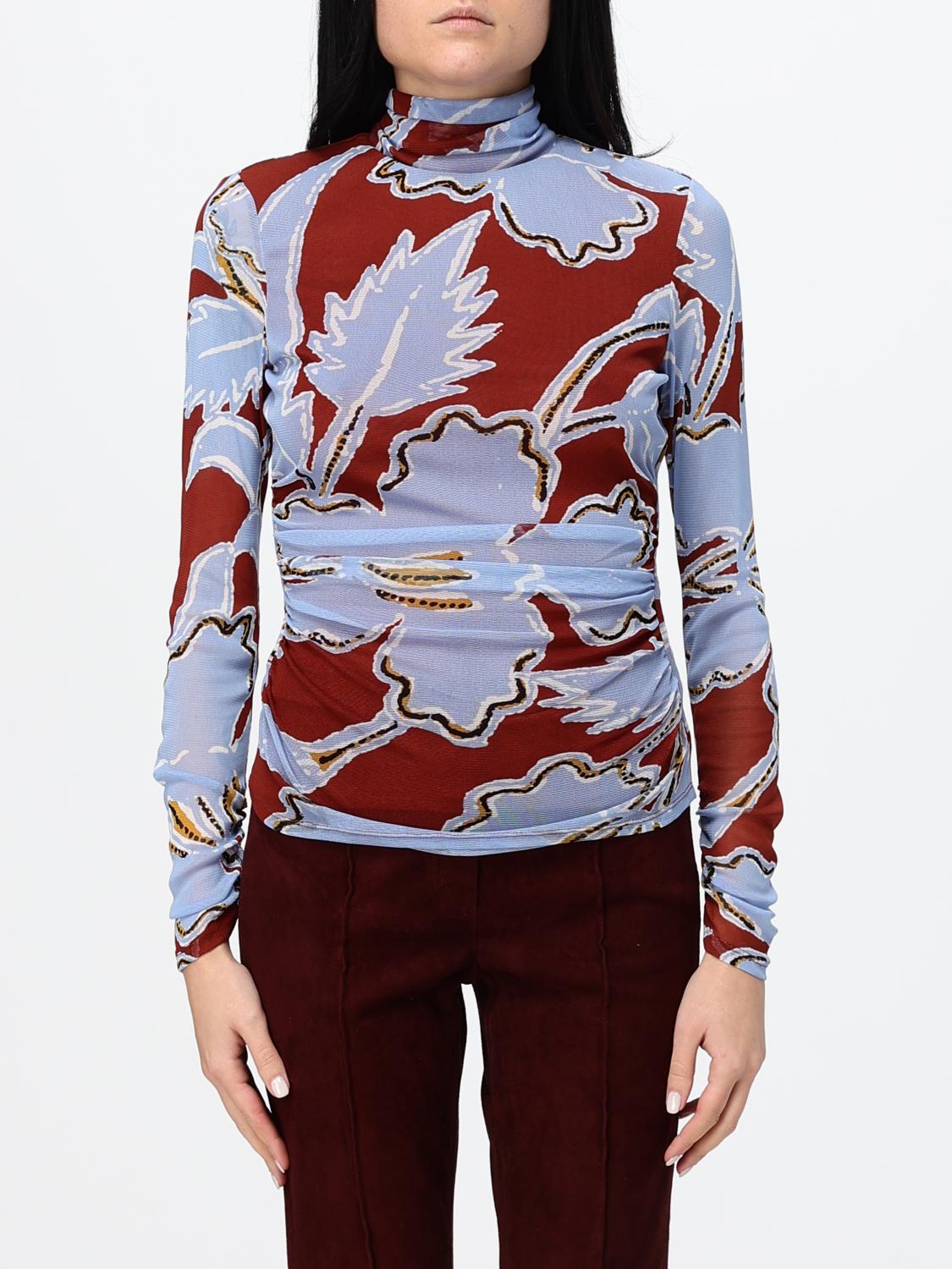 DIANE VON FURSTENBERG Floral Print Jersey Slim Fit Polo Neck Top DIANE VON FURSTENBERG Floral Print Jersey Slim Fit Polo Neck Top