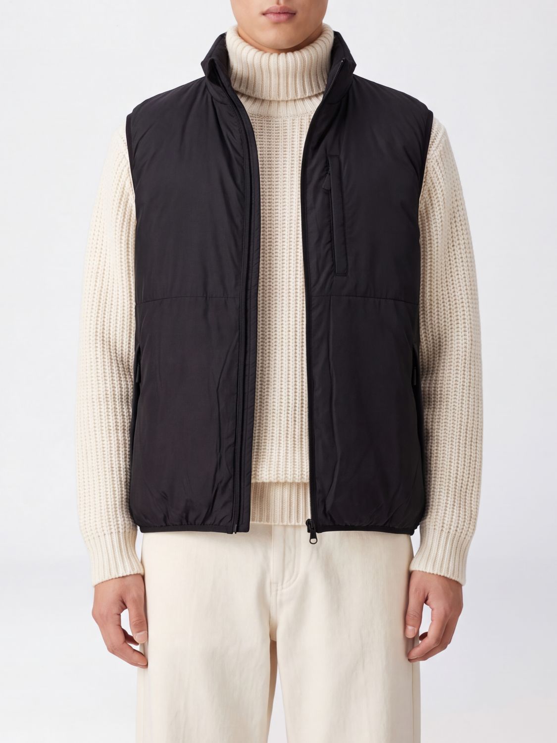 Aspesi Water-Repellent Padded Nylon Gilet with High Neck and Zip