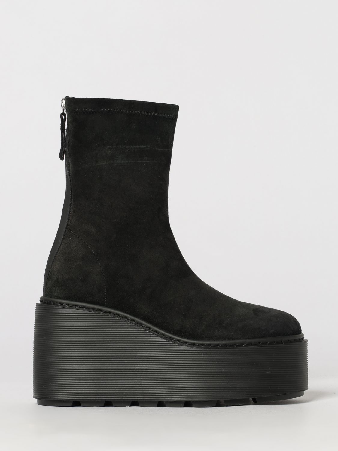 Vic Matié Suede Platform Wedge Ankle Boots with Round Toe
