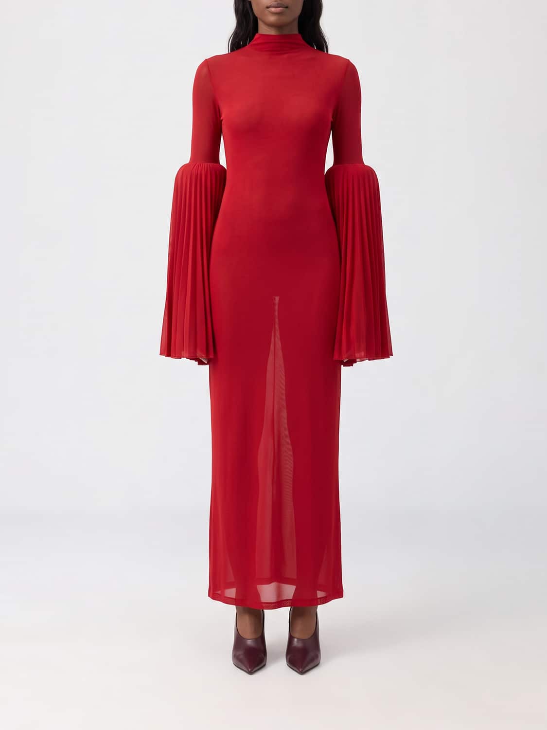 JEAN PAUL GAULTIER Long Sleeve High Neck Jersey Evening Gown