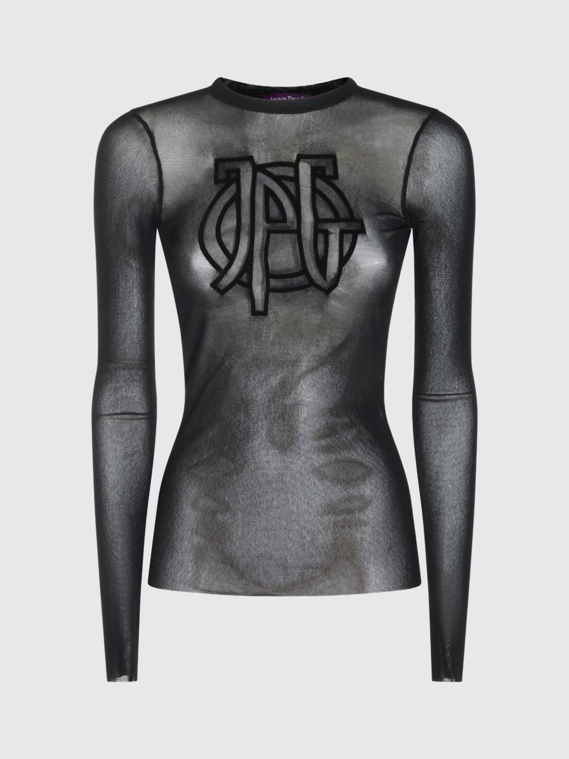JEAN PAUL GAULTIER Jean Paul Gaultier Slim Fit Long-Sleeved Jersey Top with Monogram Print