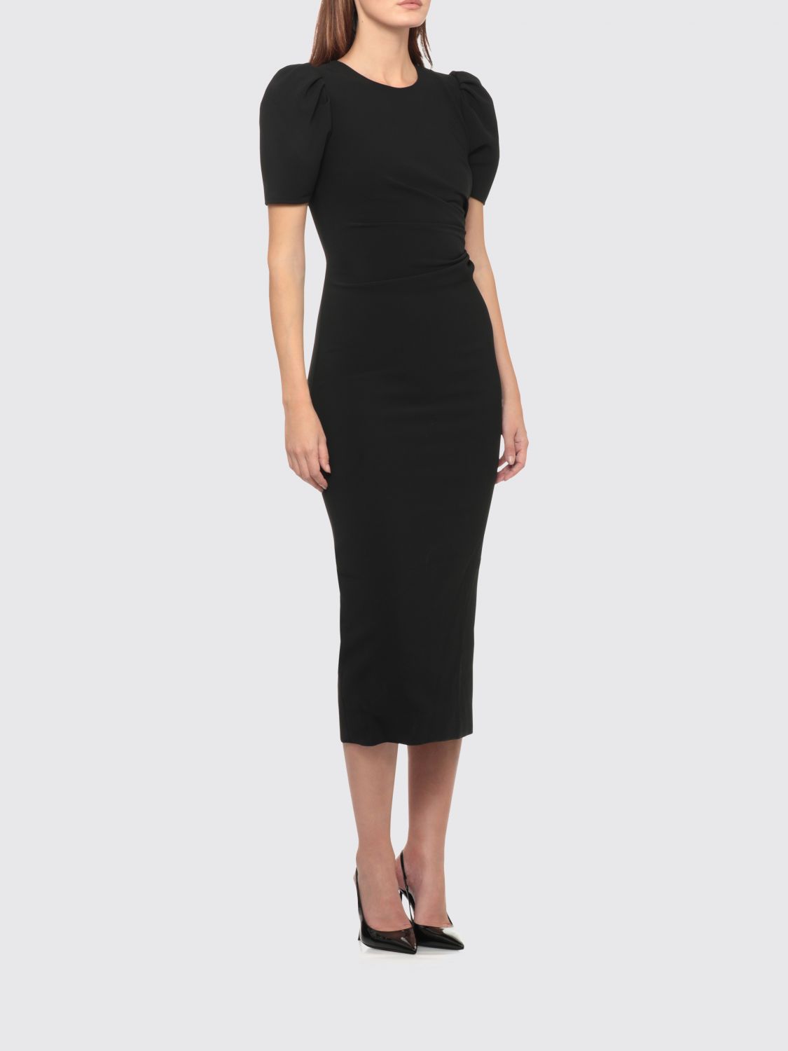 CAROLINA HERRERA Jersey Midi Sheath Dress with Puff Sleeves