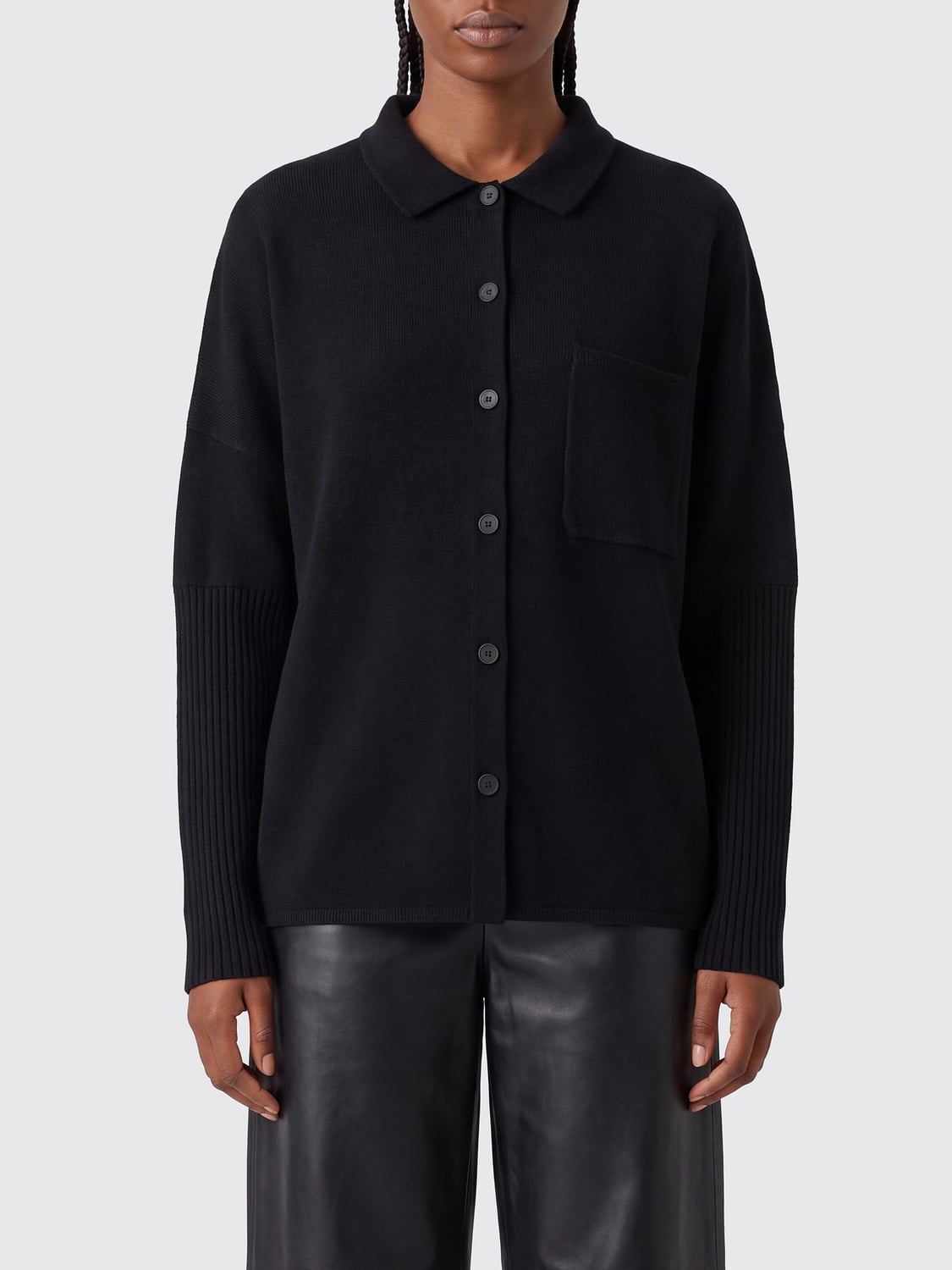 NOT SHY Pure Cashmere Polo-Style Cardigan with Button Closure NOT SHY Pure Cashmere Polo-Style Cardigan with Button Closure