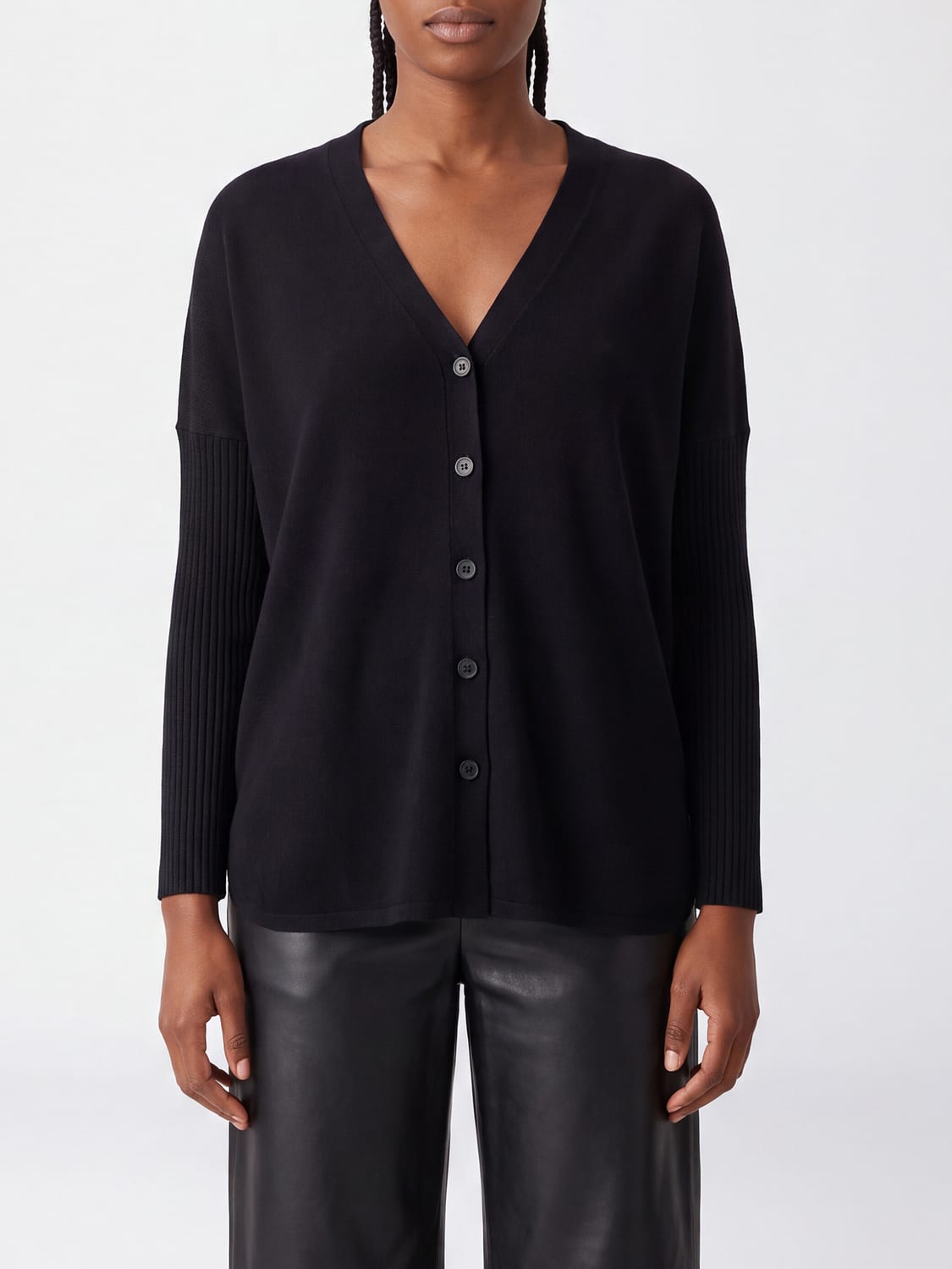 NOT SHY Pure Cashmere Cardigan with V-Neck and Dropped Shoulders NOT SHY Pure Cashmere Cardigan with V-Neck and Dropped Shoulders
