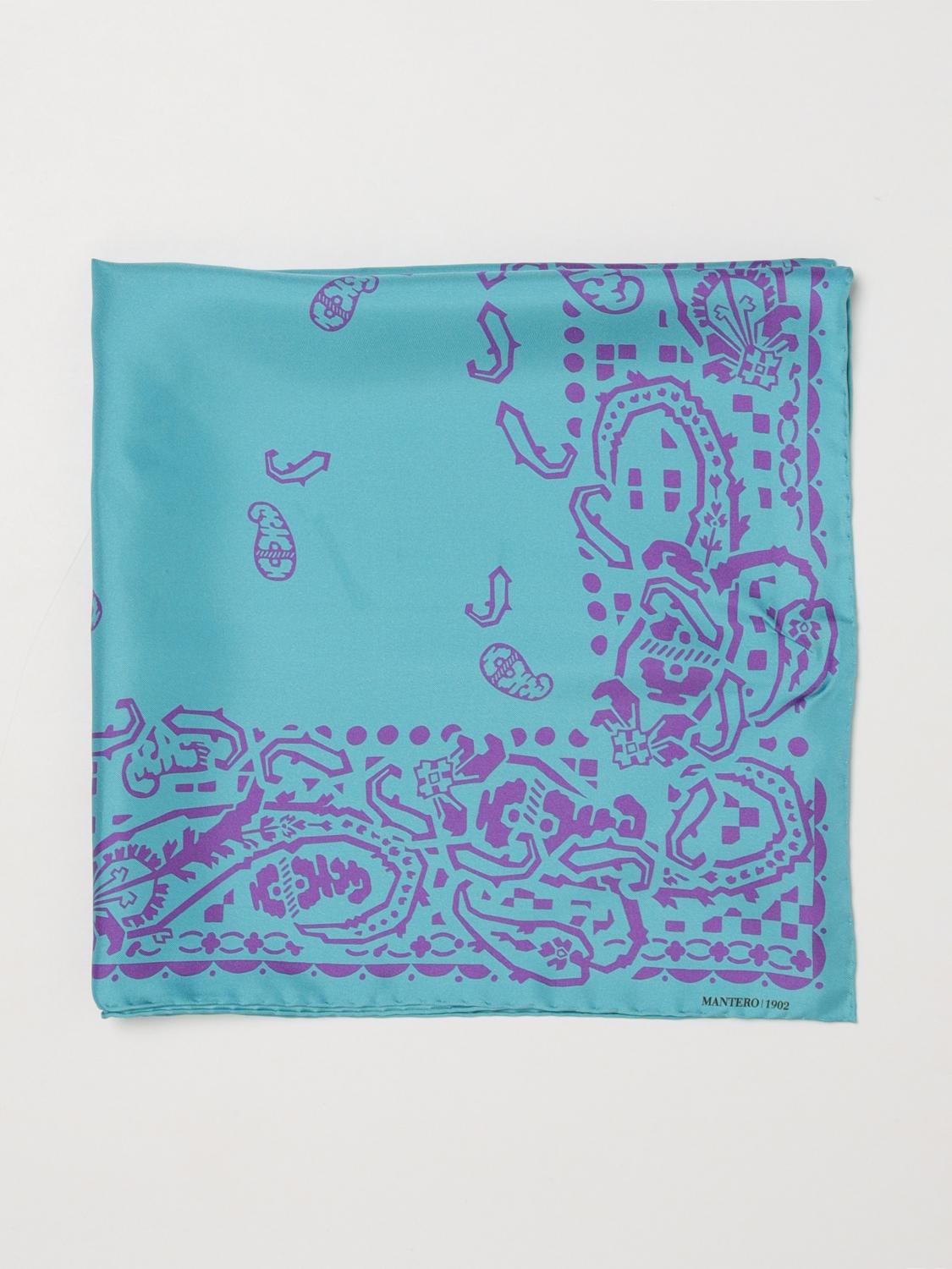 MANTERO 1902 Square Silk Twill Foulard with Abstract Paisley Print