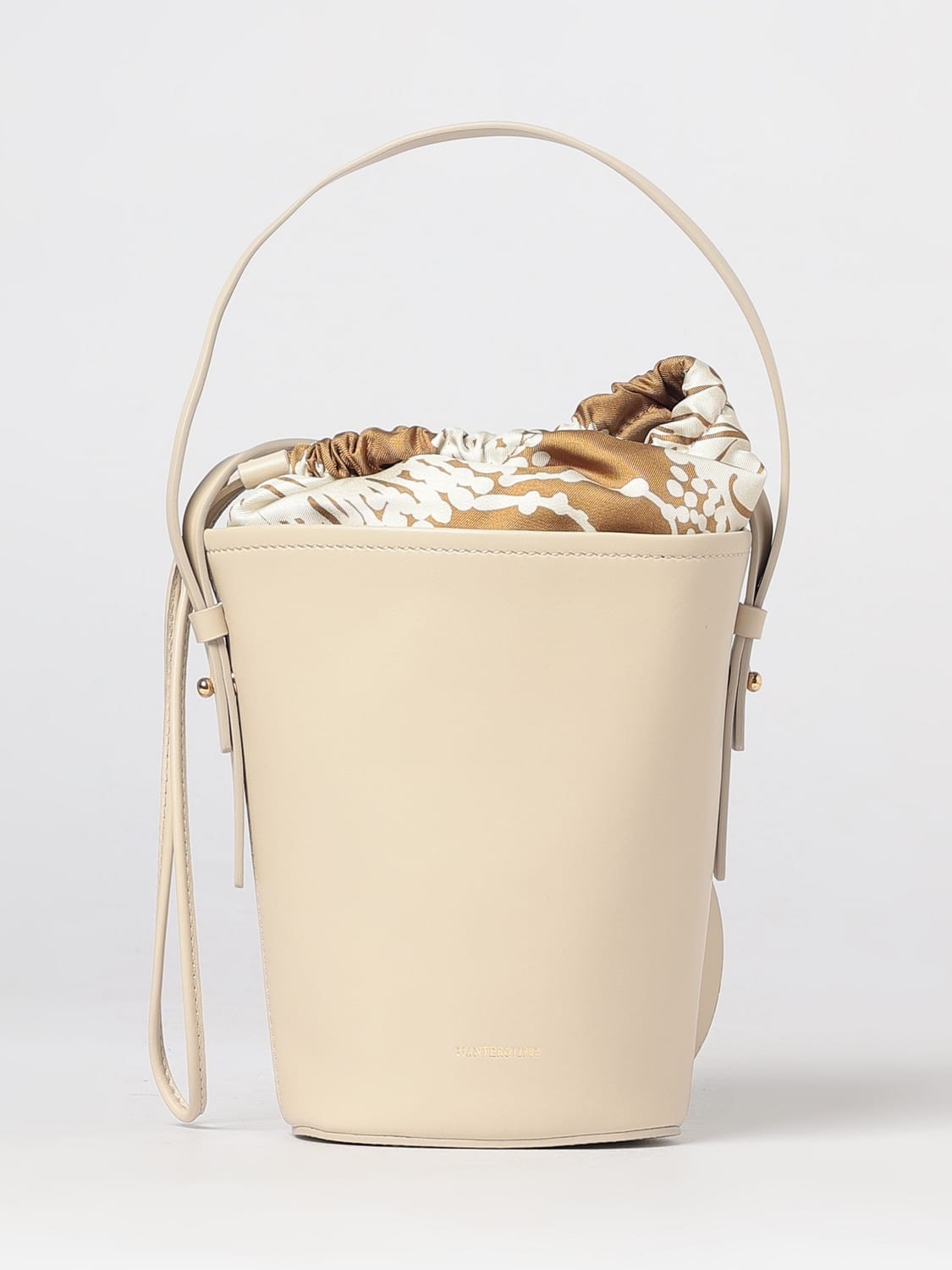 Mantero 1902 Anastasia Leather Mini Bucket Bag with Silk Twill Interior