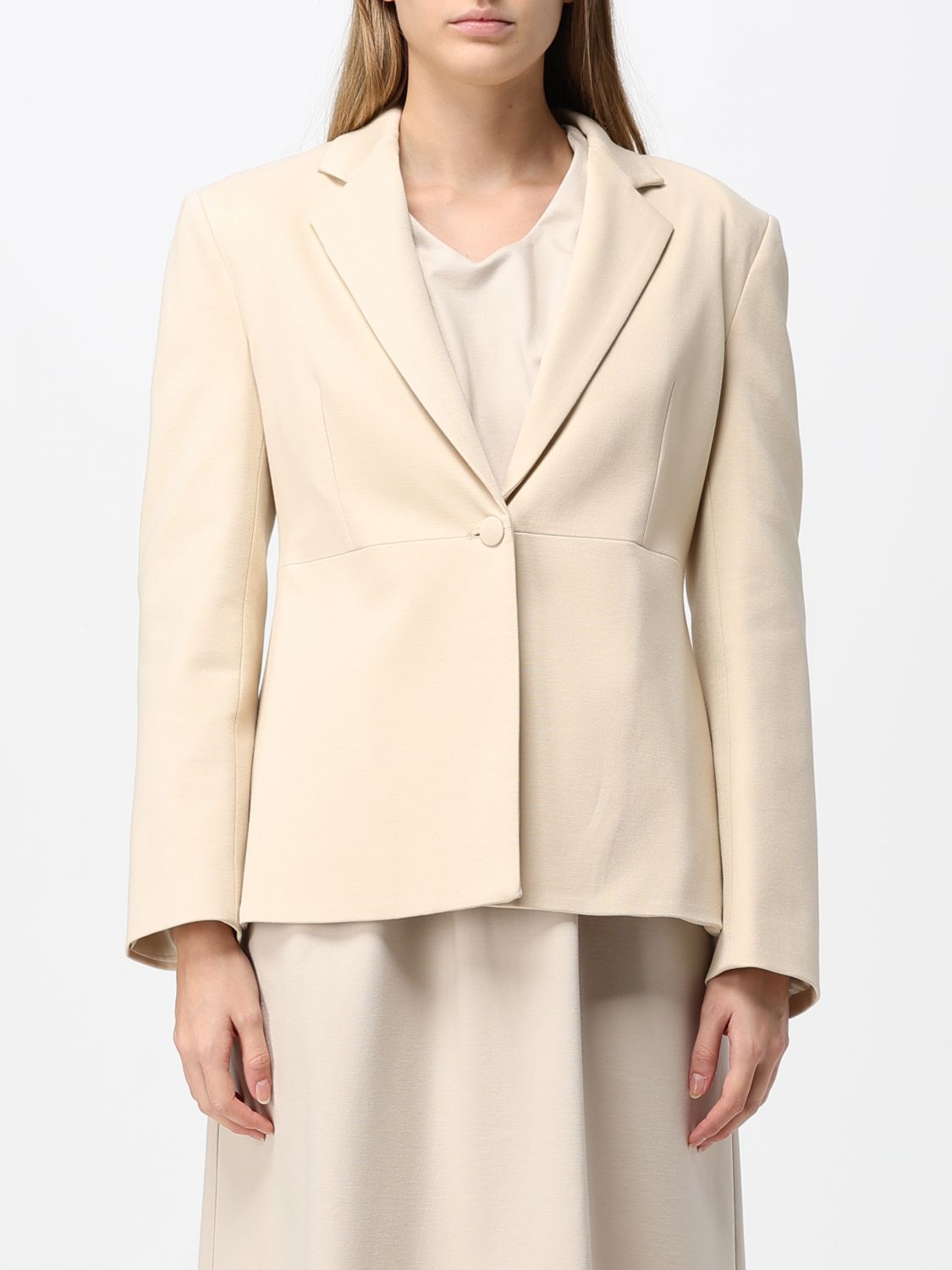 MEIMEIJ Cropped Single-Breasted One-Button Viscose Blend Blazer MEIMEIJ Cropped Single-Breasted One-Button Viscose Blend Blazer