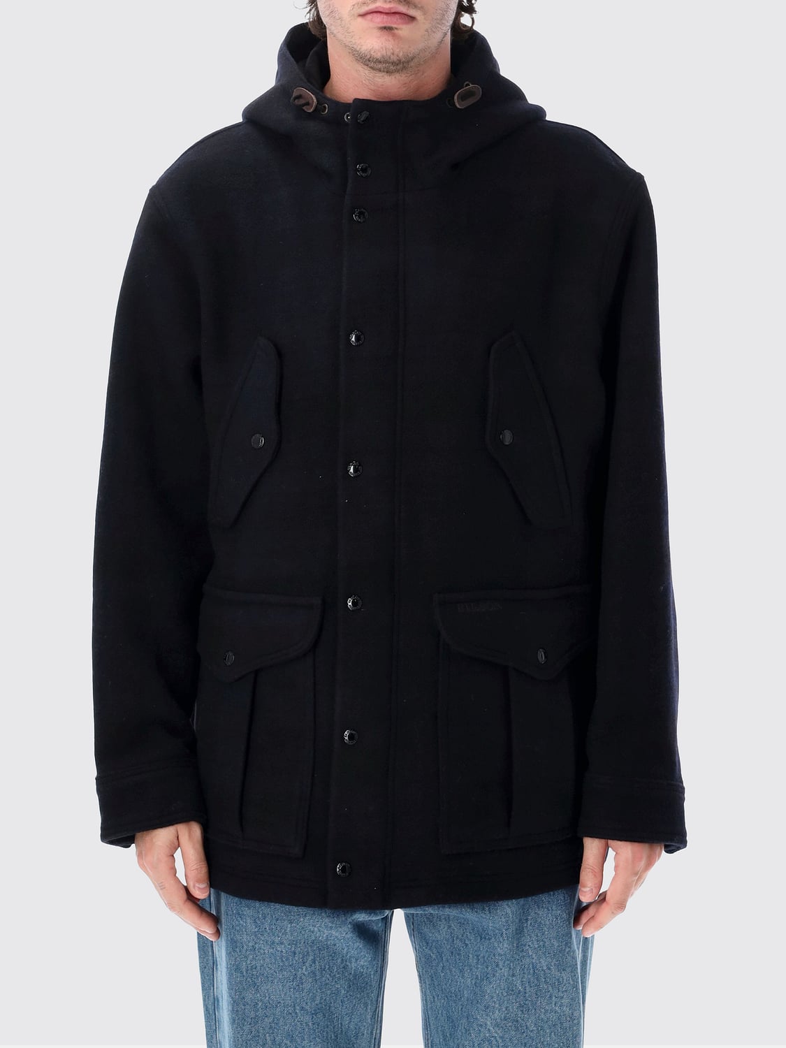 FILSON Short Wool Parka with Hood and Button Closure FILSON Short Wool Parka with Hood and Button Closure