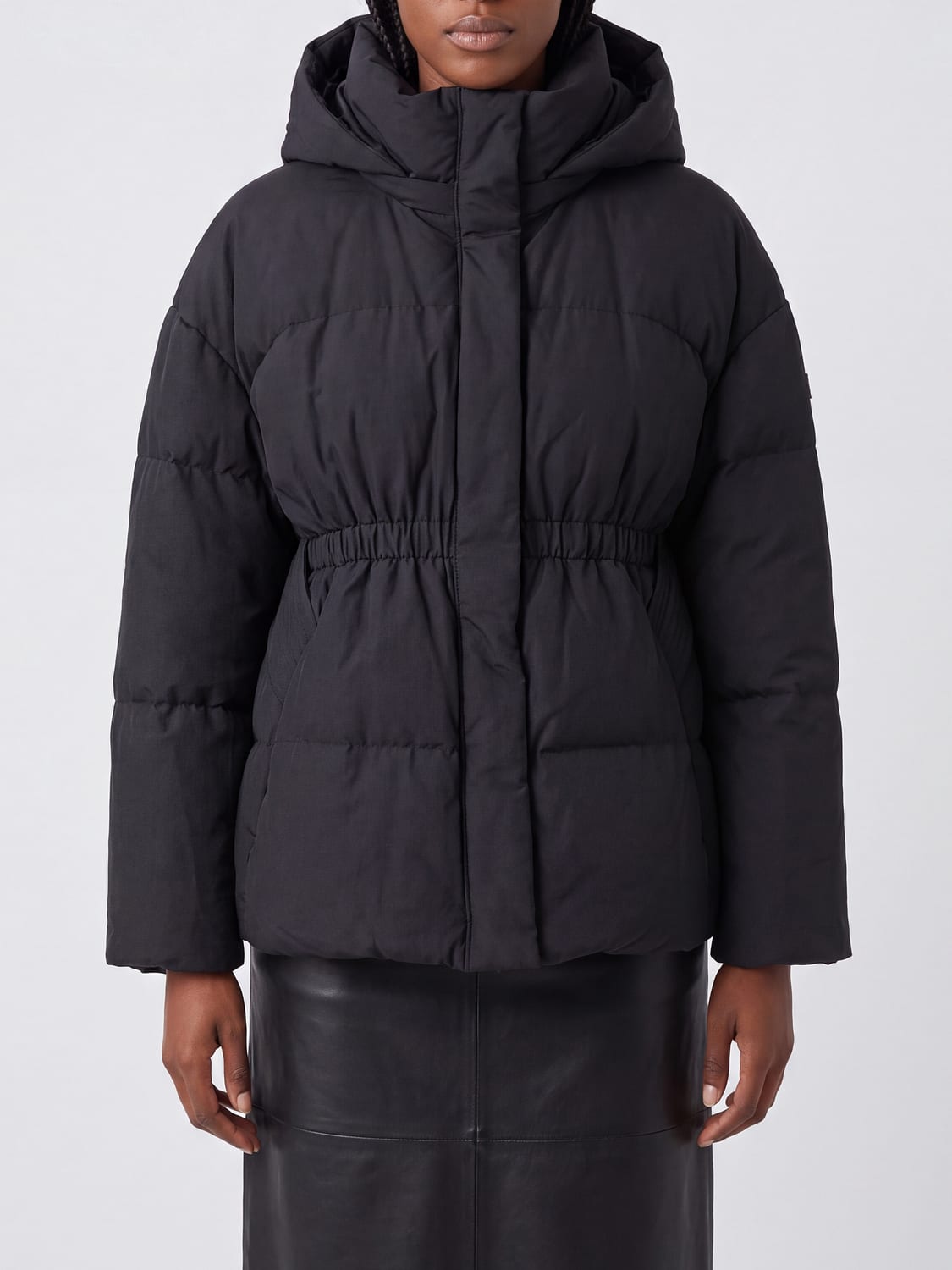 TATRAS Short Hooded Puffer Jacket in Nylon and Cotton with Funnel Neck TATRAS Short Hooded Puffer Jacket in Nylon and Cotton with Funnel Neck