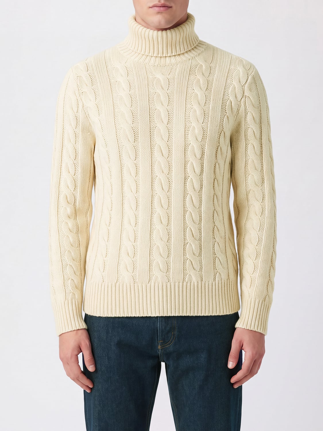 Polo Ralph Lauren Turtleneck Jumper in Wool and Cashmere with Ribbed Trim