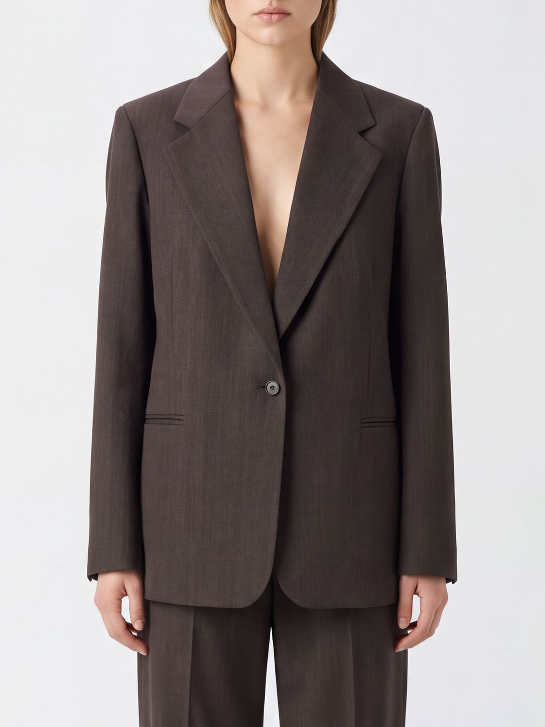 GRIFONI Single-Breasted Wool Blend Blazer with One-Button Closure GRIFONI Single-Breasted Wool Blend Blazer with One-Button Closure