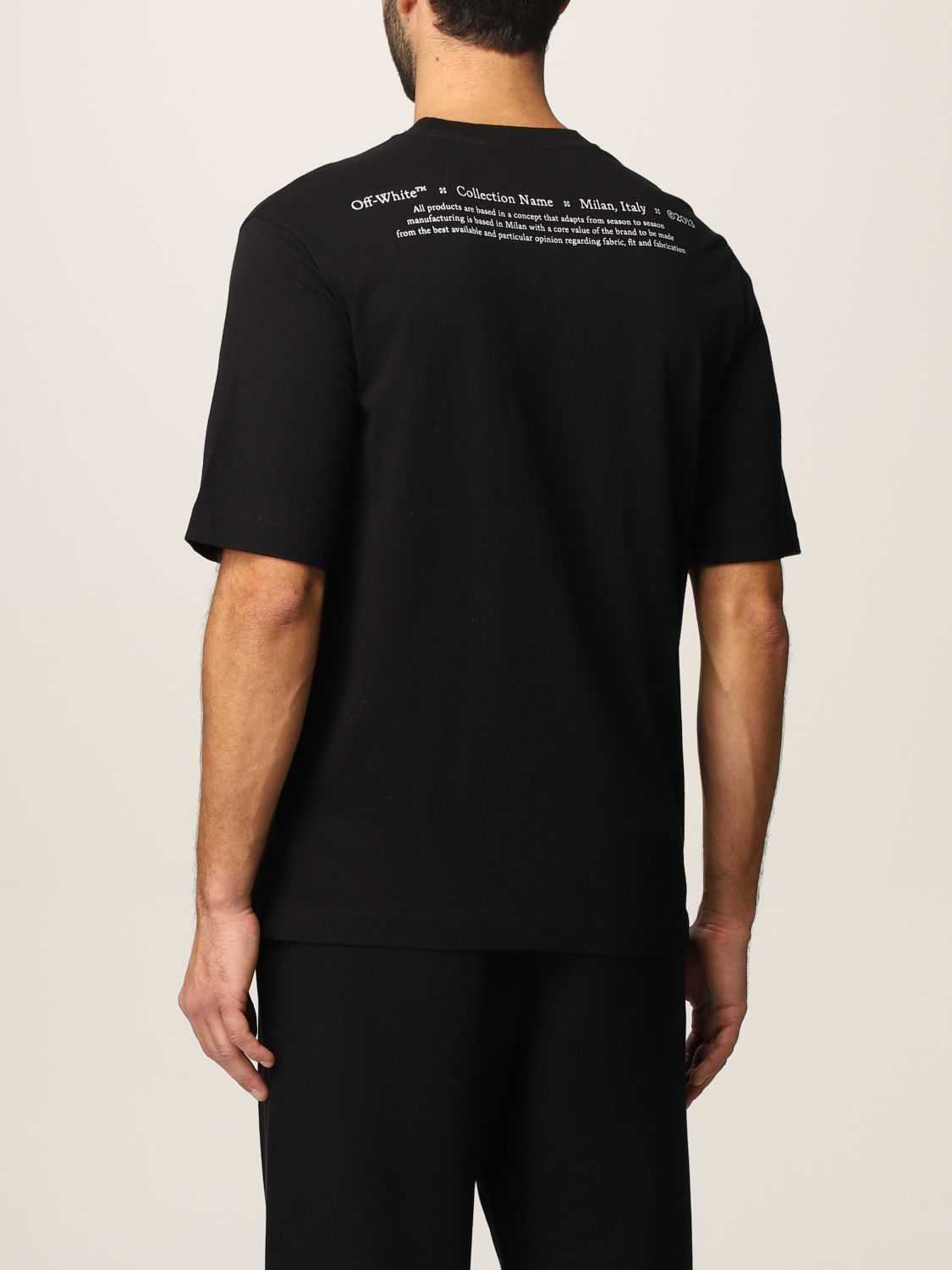 OFF-WHITE: t-shirt for men - Black | Off-White t-shirt OMAA119F21JER017 ...