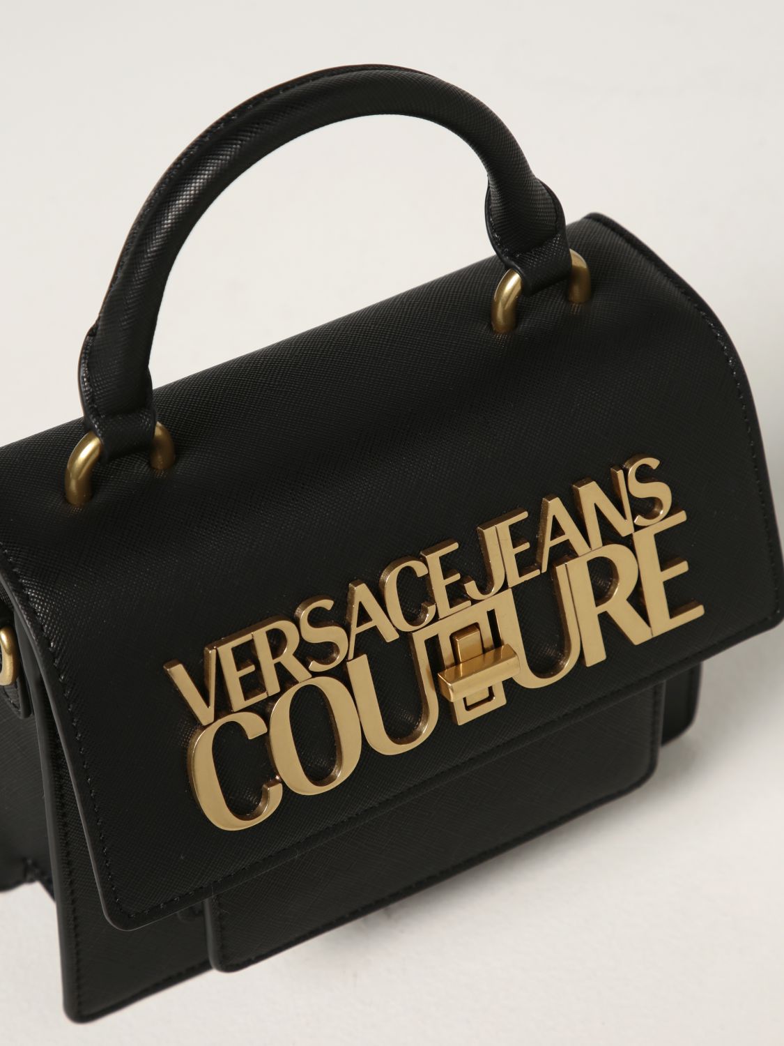 VERSACE JEANS COUTURE: bag in saffiano synthetic leather - Black  Versace  Jeans Couture mini bag 74VA4BF6ZS597 online at