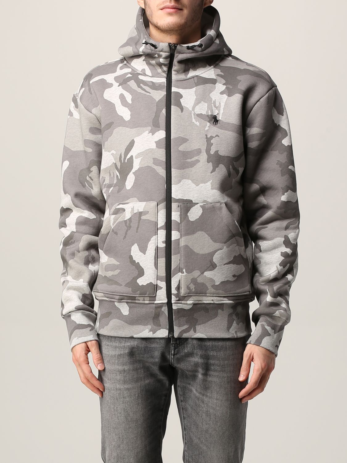 POLO RALPH LAUREN: camouflage sweatshirt - Grey | Polo Ralph Lauren jacket  710852509 online on 