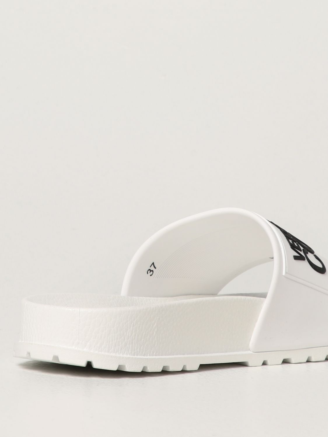 VERSACE JEANS COUTURE: slide sandals in rubber - White | Flat Sandals ...