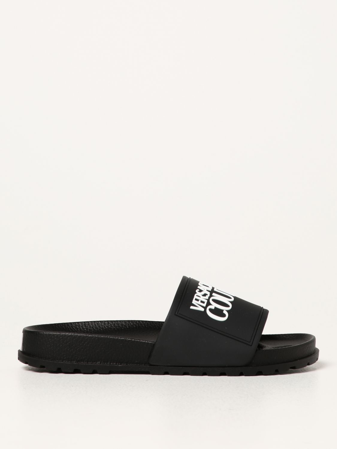 Flat sandals Versace Jeans Couture: Versace Jeans Couture slide sandals in rubber black 1