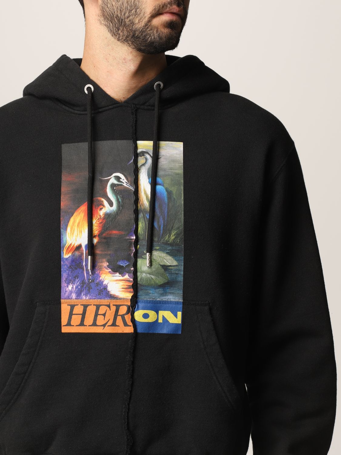 Felpa Heron Preston: Felpa Heron Preston in cotone con stampa grafica nero 5
