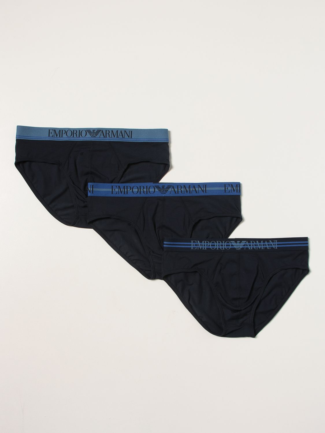 Underwear Emporio Armani: Set of 3 Emporio Armani briefs with logo marine 1